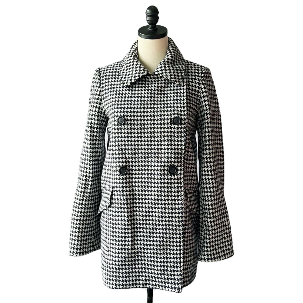 Pennyblack Wool Navy Houndstooth Swing Coat | 2